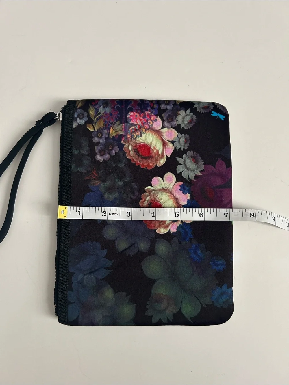 Cynthia Rowley Black Floral Neoprene Cosmetic Bag